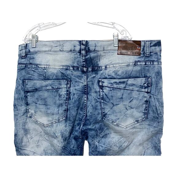 Bleecker Mercer Jeans Acid Wash Moto Paint Splatter Blue Denim Mens 40 x 32 B&M - Picture 7 of 9